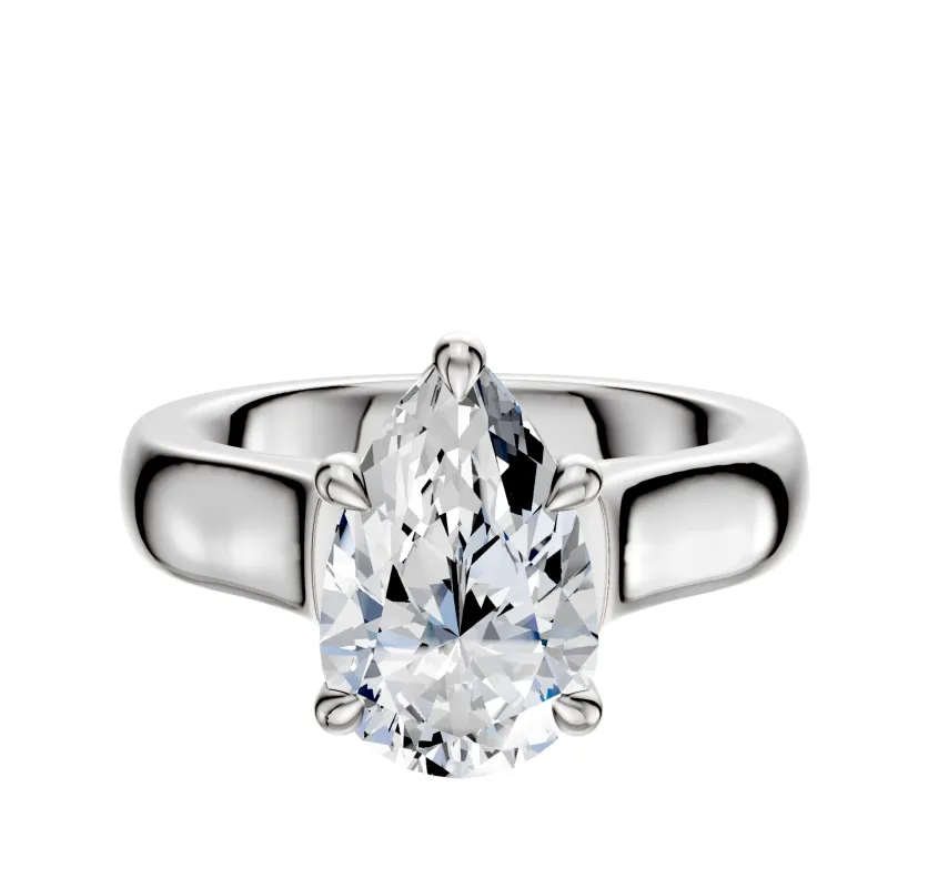 18K White Gold 4 Prong Basket Cathedral Dome 4.0mm Engagement Ring made by Effy