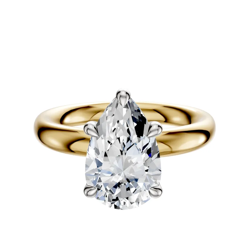 14K Two Tone 4 Prong Basket Classic Dome 3.0mm Engagement Ring sold by Effy