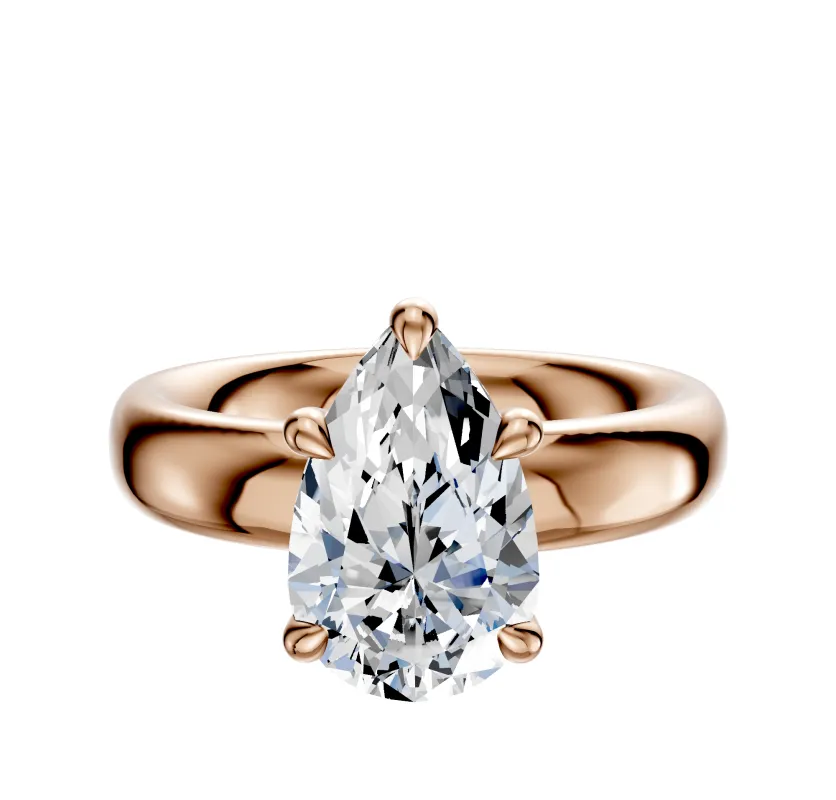 18K Rose Gold 4 Prong Basket Classic Dome 4.0mm Engagement Ring made by Effy