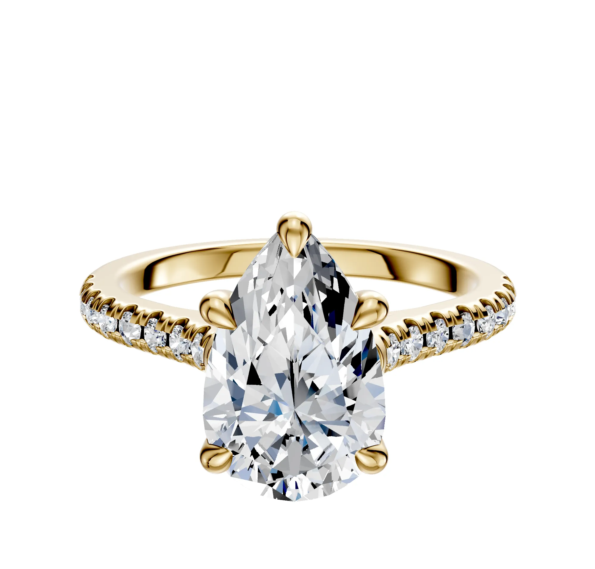 14K Yellow Gold 4 Prong Basket Cathedral Dome 1-Row-Pave 2.5mm Engagement Ring sold by Effy