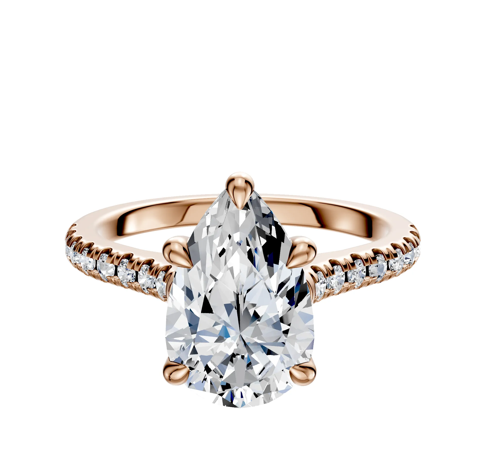 14K Rose Gold 4 Prong Basket Cathedral Dome 1-Row-Pave 2.5mm Engagement Ring sold by Effy