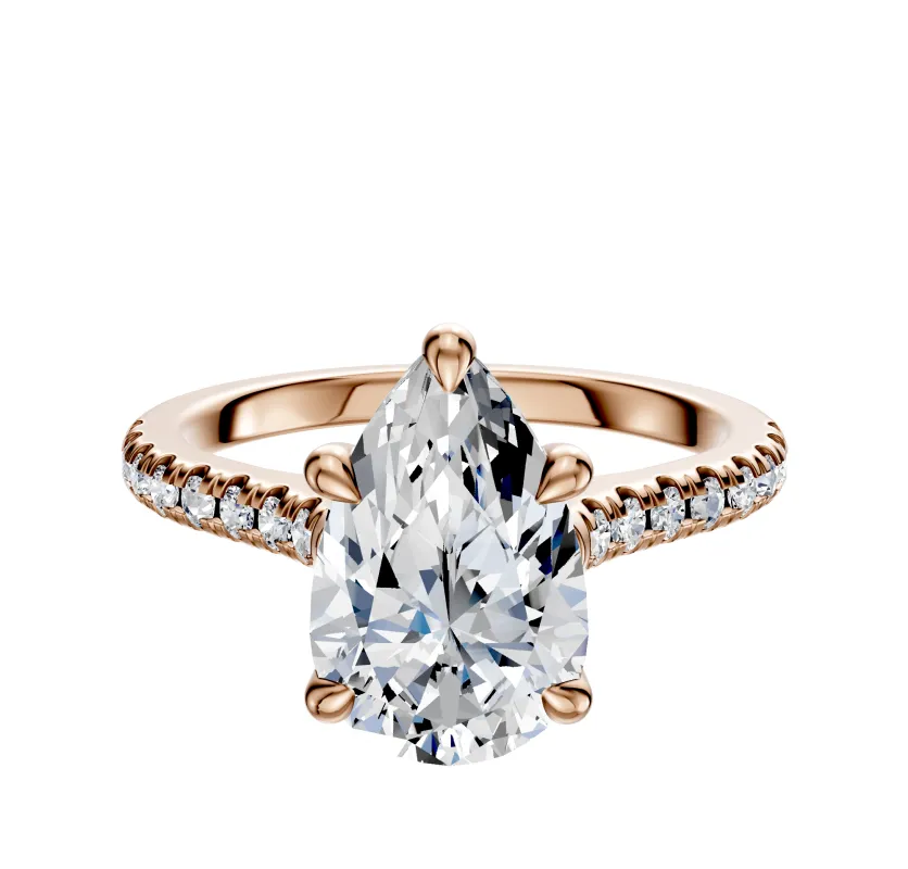 18K Rose Gold 4 Prong Basket Cathedral Dome 1-Row-Pave 2.5mm Engagement Ring sold by Effy