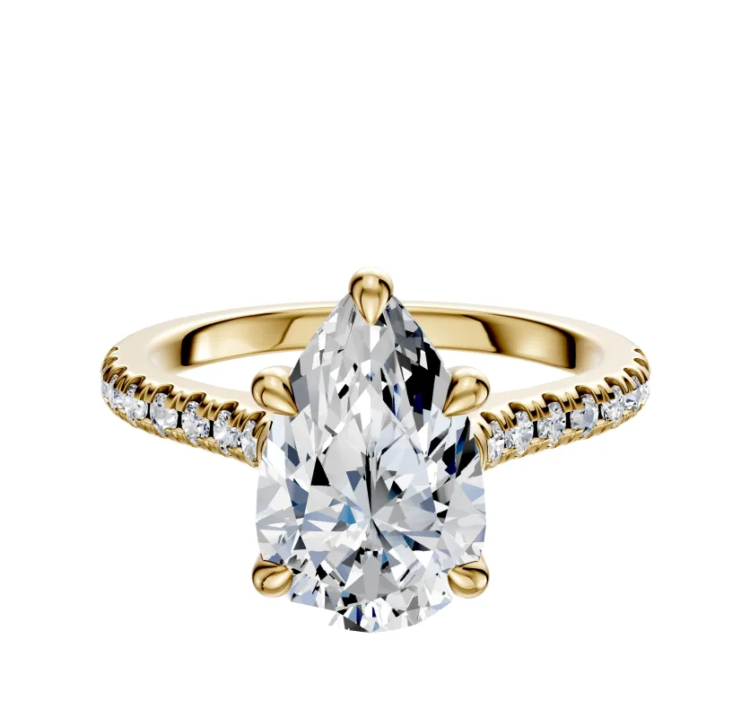 18K Yellow Gold 4 Prong Basket Cathedral Dome 1-Row-Pave 2.5mm Engagement Ring sold by Effy