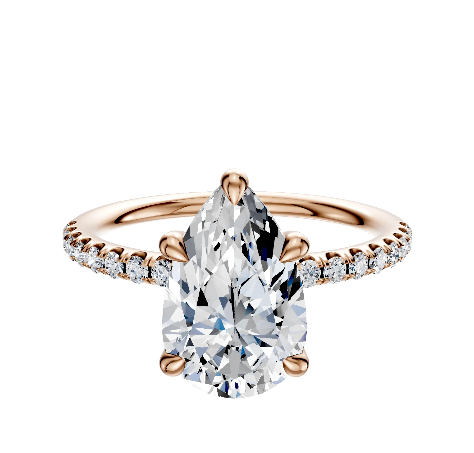 14K Rose Gold 4 Prong Basket Classic Dome 1-Row-Pave 2.5mm Engagement Ring sold by Effy