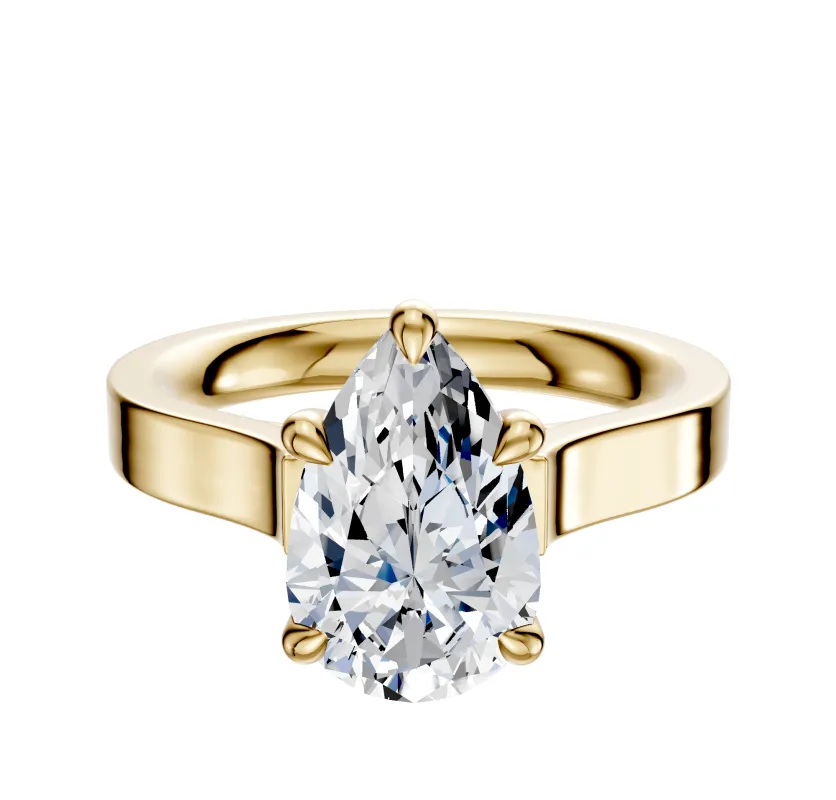 18K Yellow Gold 4 Prong Basket Cathedral Flat 3.0mm Engagement Ring sold by Effy