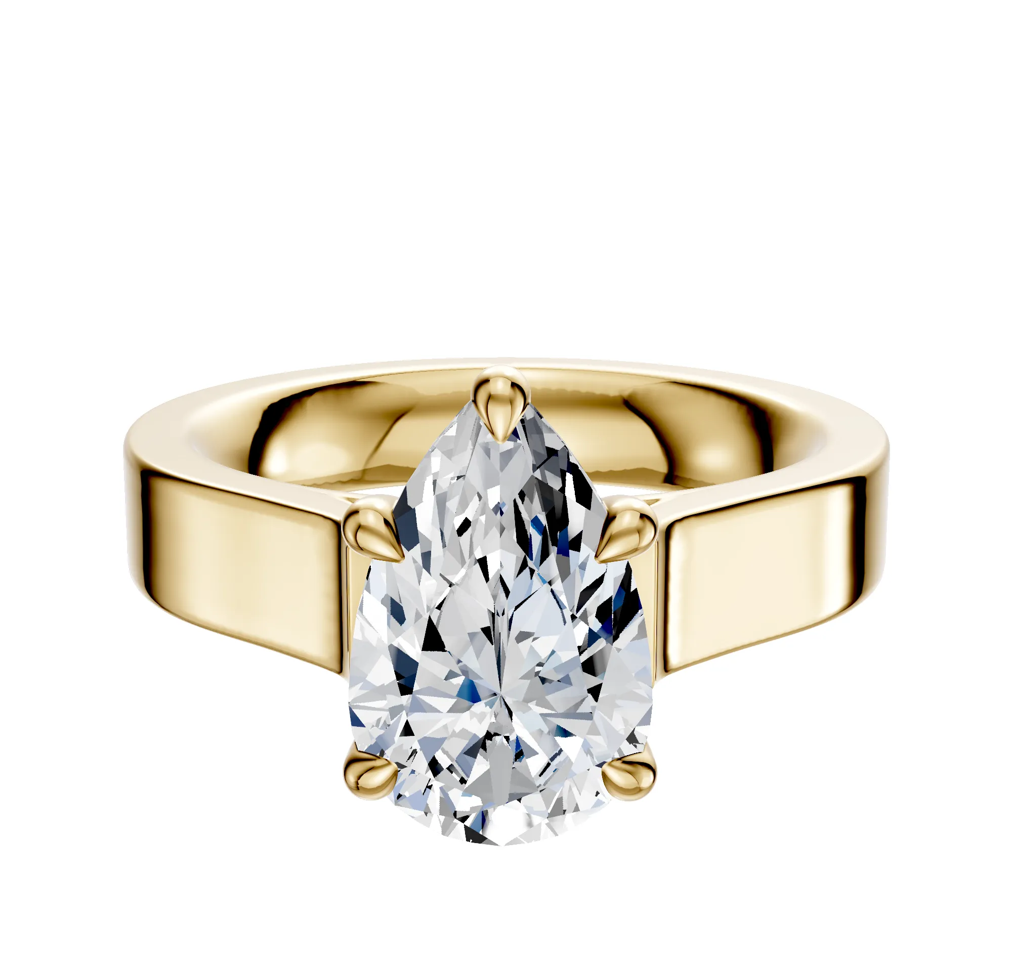 14K Yellow Gold 4 Prong Basket Cathedral Flat 4.0mm Engagement Ring sold by Effy