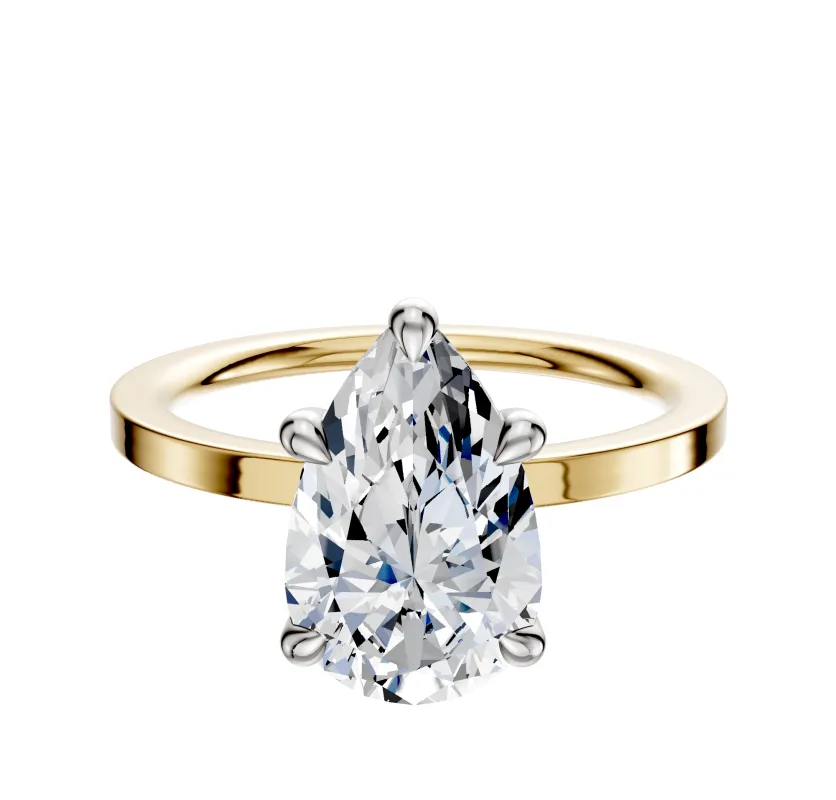 18K Two Tone 4 Prong Basket Classic Flat 1.5mm Engagement Ring made by Effy