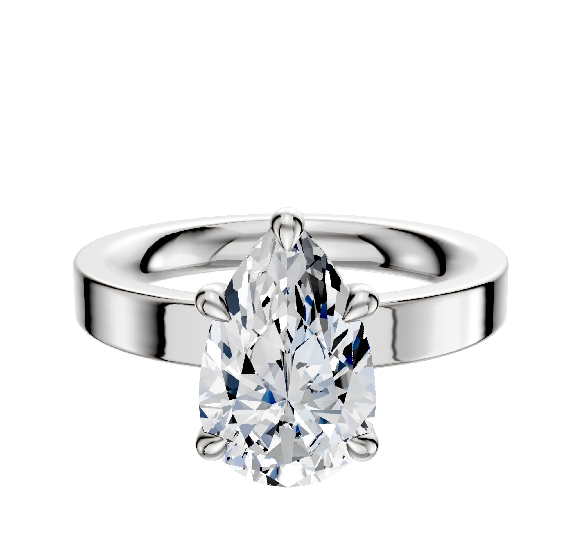 14K White Gold 4 Prong Basket Classic Flat 3.0mm Engagement Ring sold by Effy