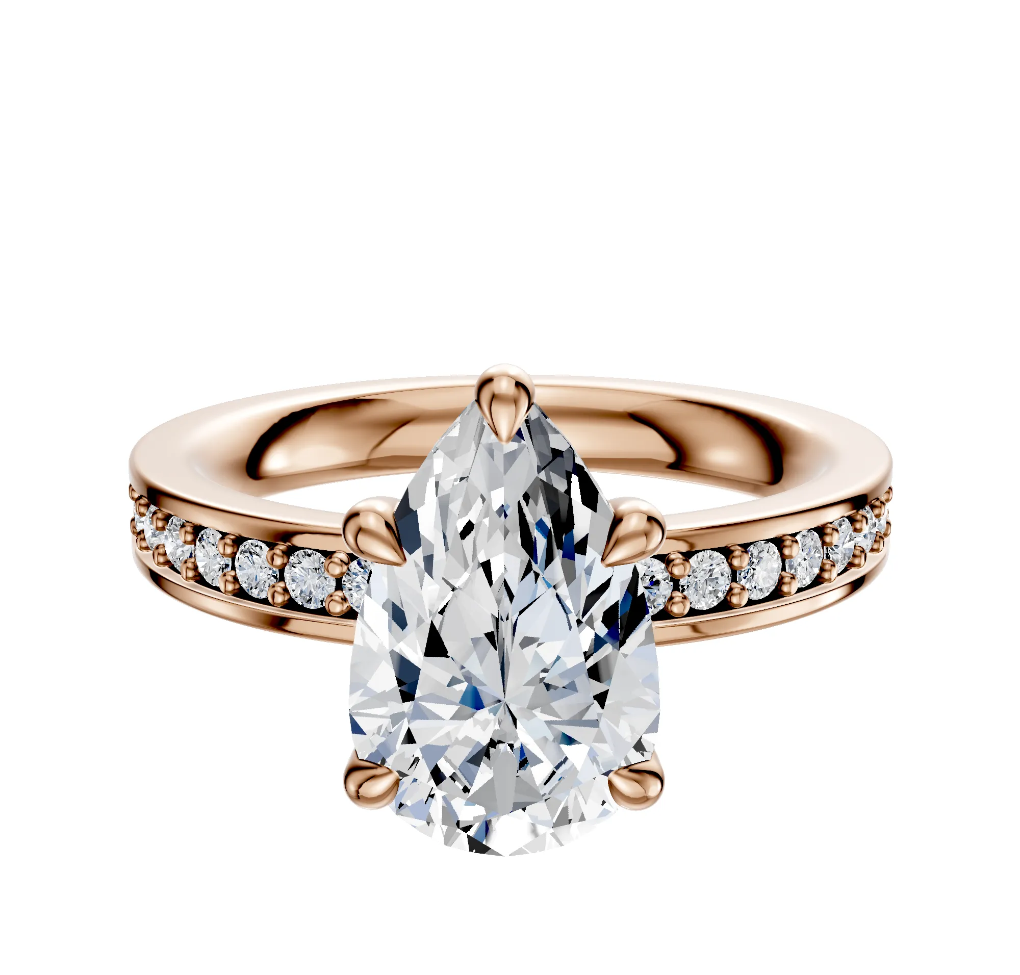 18K Rose Gold 4 Prong Basket Classic Flat 1-Row-Pave 2.5mm Engagement Ring sold by Effy