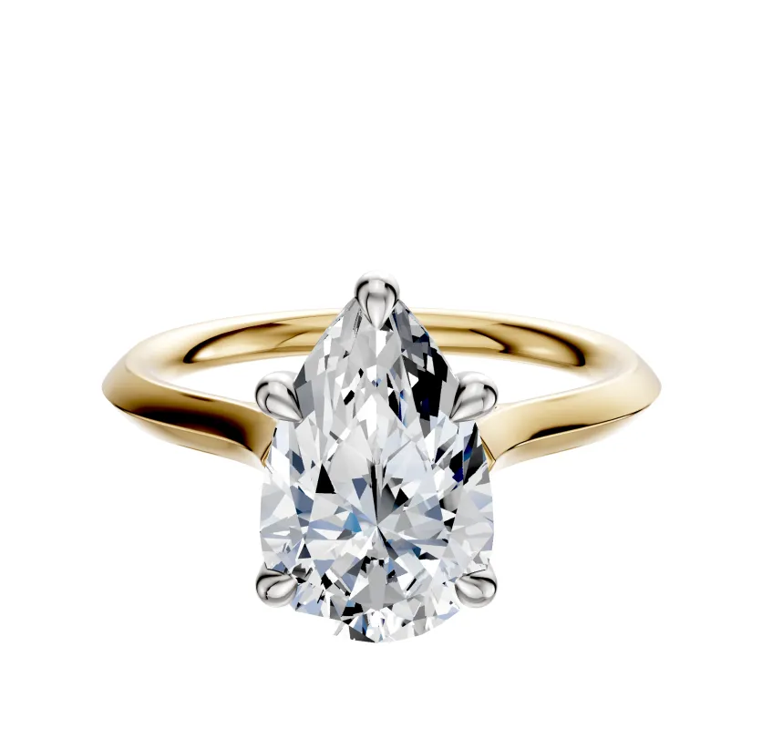 14K Two Tone 4 Prong Basket Cathedral Knife Edge 2.0mm Engagement Ring made by Effy