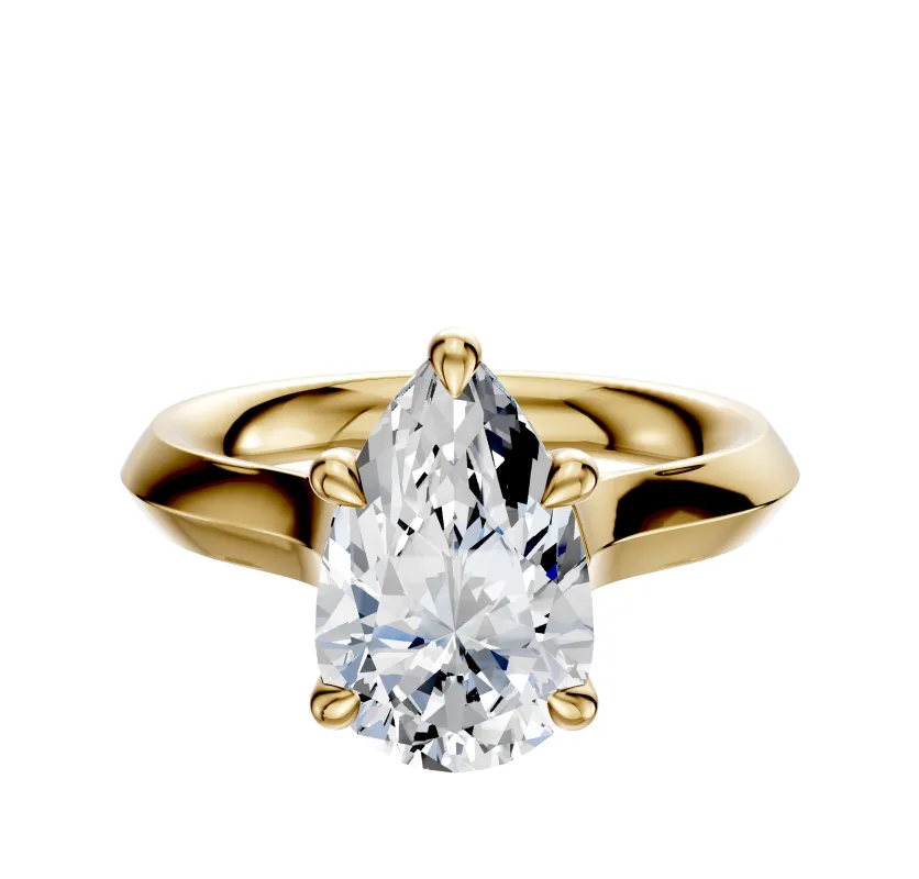 14K Yellow Gold 4 Prong Basket Cathedral Knife Edge 3.0mm Engagement Ring made by Effy