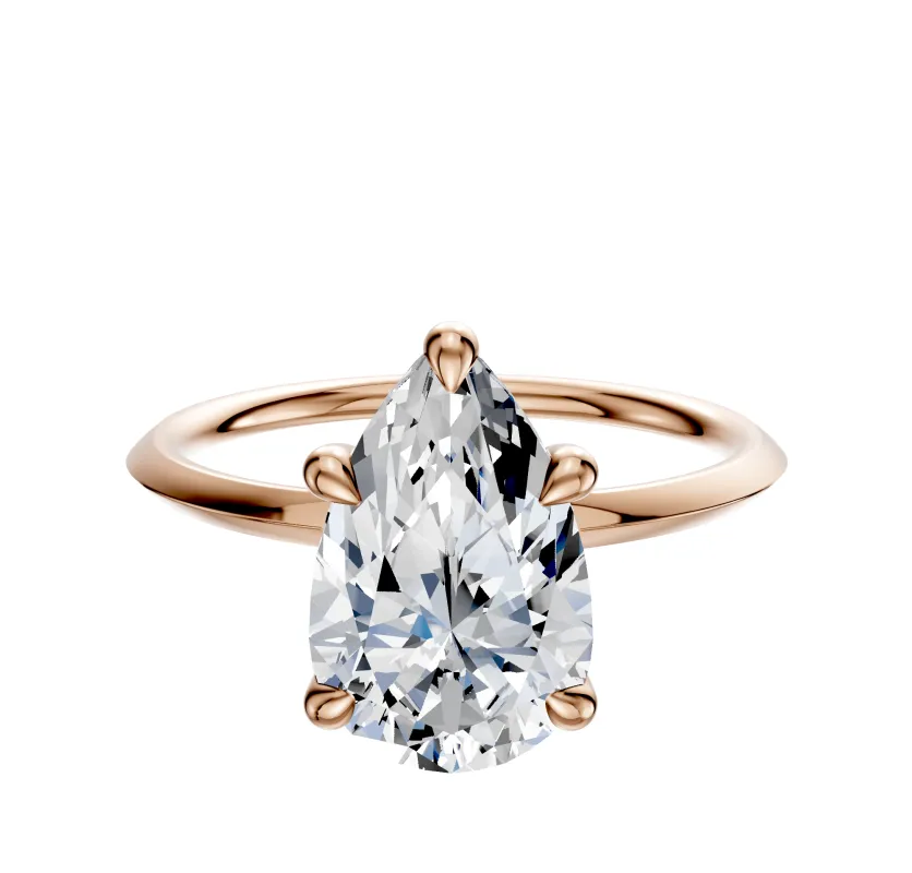 14K Rose Gold 4 Prong Basket Classic Knife Edge 1.5mm Engagement Ring made by Effy