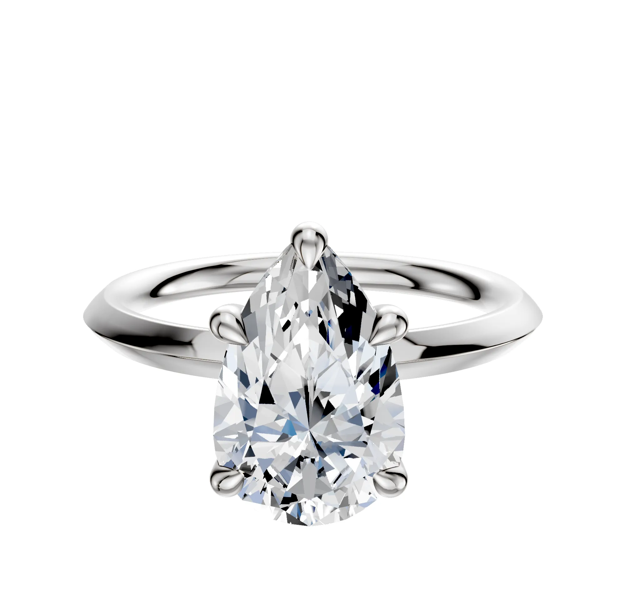 18K White Gold 4 Prong Basket Classic Knife Edge 2.0mm Engagement Ring sold by Effy