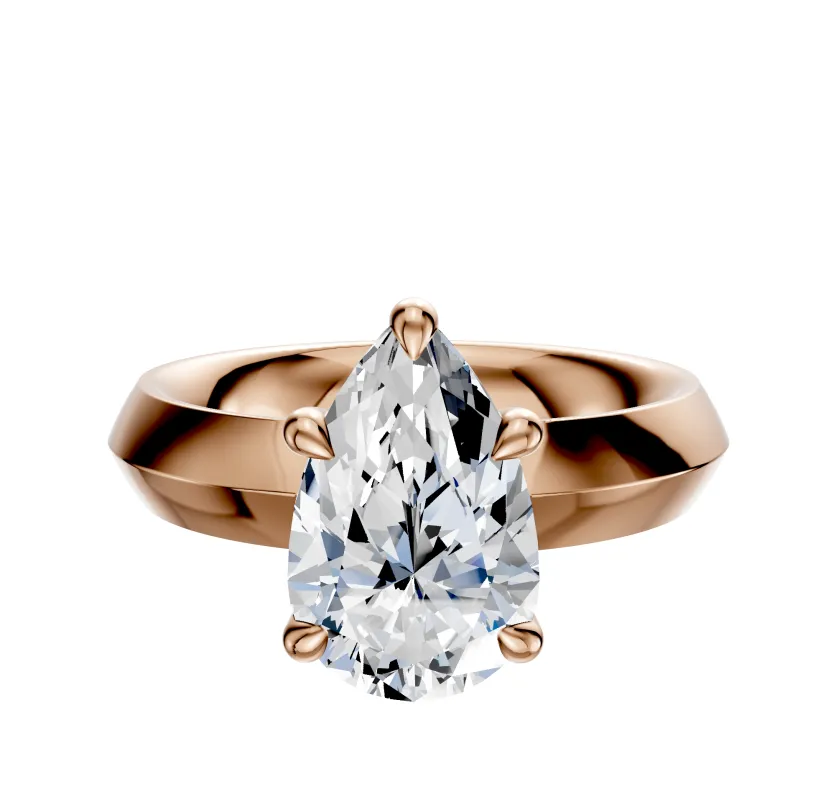 14K Rose Gold 4 Prong Basket Classic Knife Edge 4.0mm Engagement Ring sold by Effy