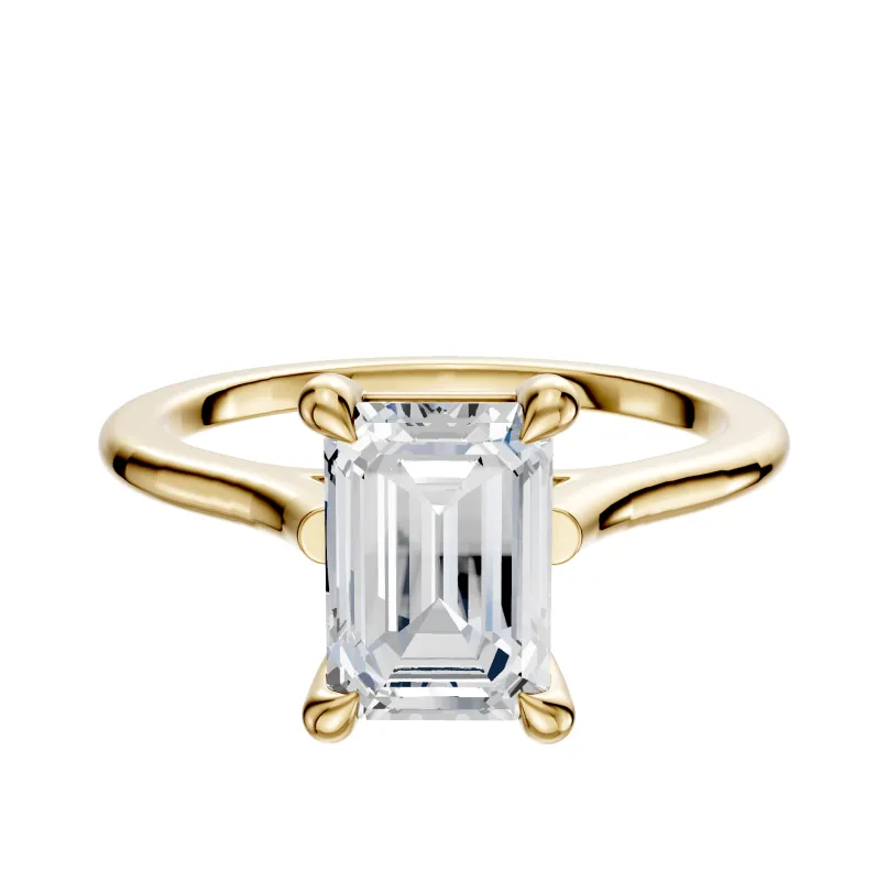 18K Yellow Gold 4 Prong Basket Cathedral Dome 1.5mm Engagement Ring made by Effy