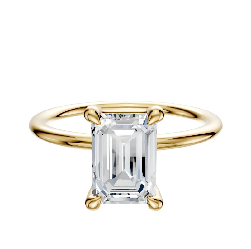 14K Yellow Gold 4 Prong Basket Classic Dome 1.5mm Engagement Ring made by Effy