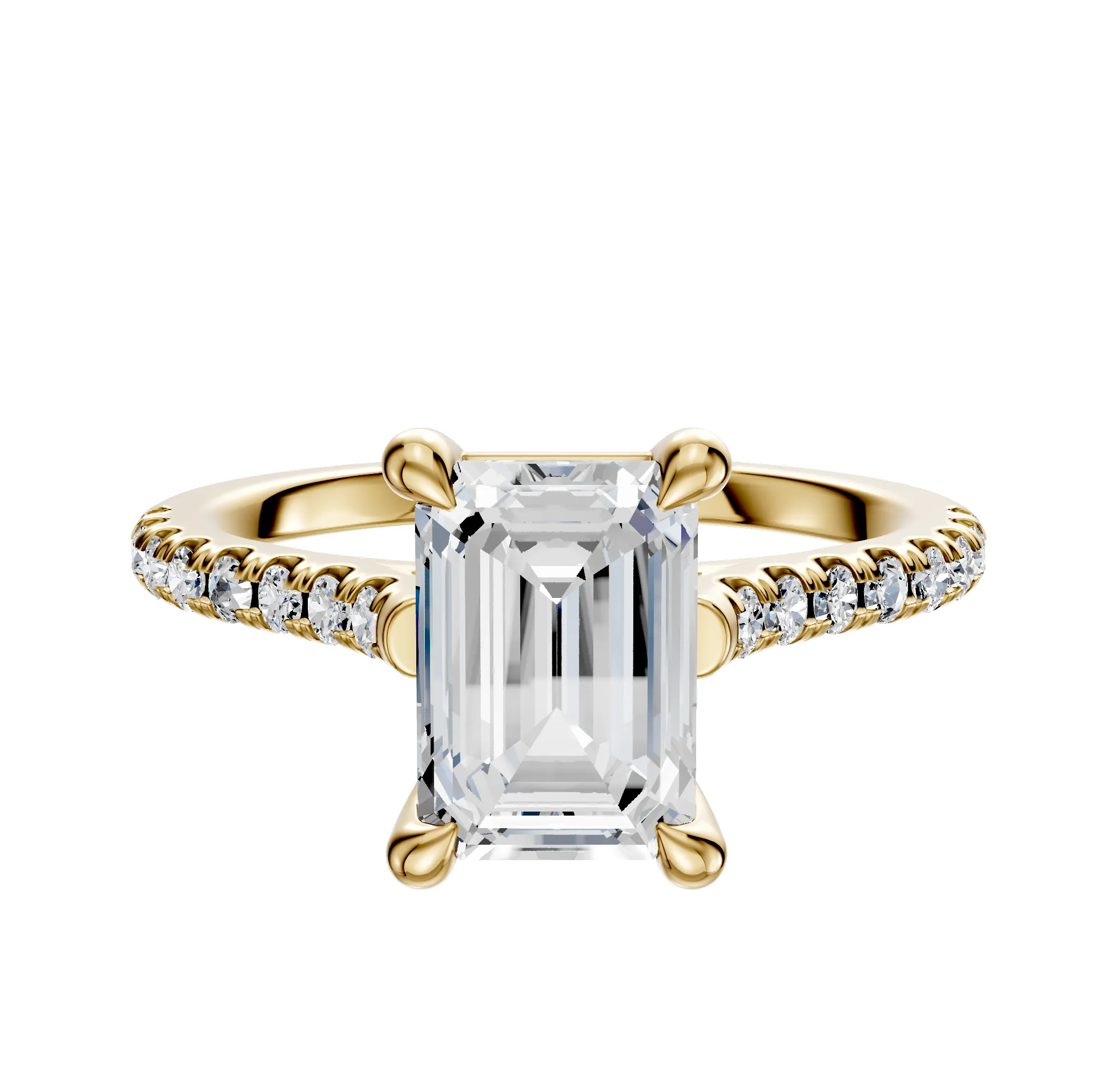 14K Yellow Gold 4 Prong Basket Cathedral Dome 1-Row-Pave 2.5mm Engagement Ring sold by Effy