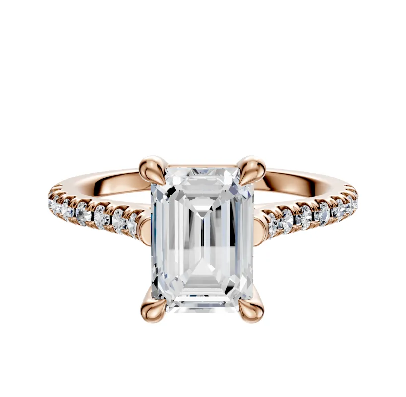 18K Rose Gold 4 Prong Basket Cathedral Dome 1-Row-Pave 2.5mm Engagement Ring sold by Effy