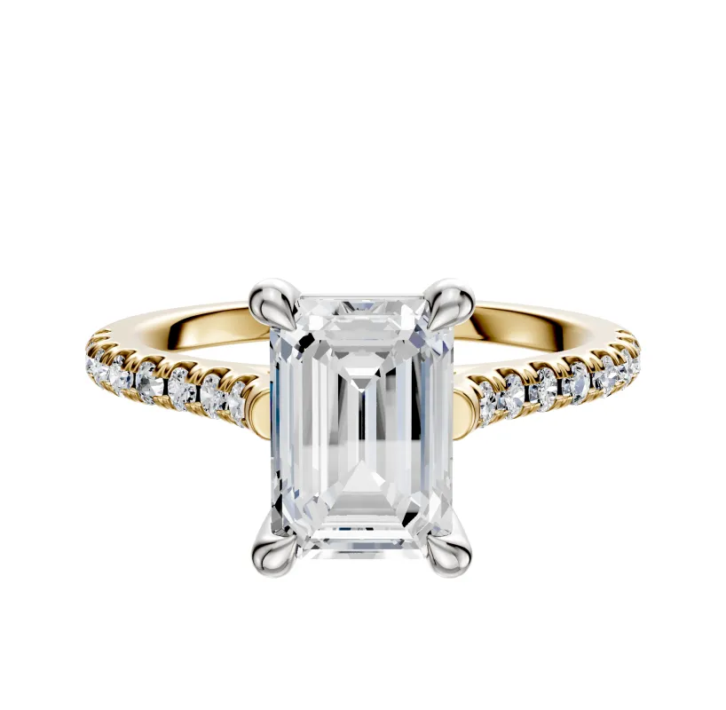 18K Two Tone 4 Prong Basket Cathedral Dome 1-Row-Pave 2.5mm Engagement Ring sold by Effy