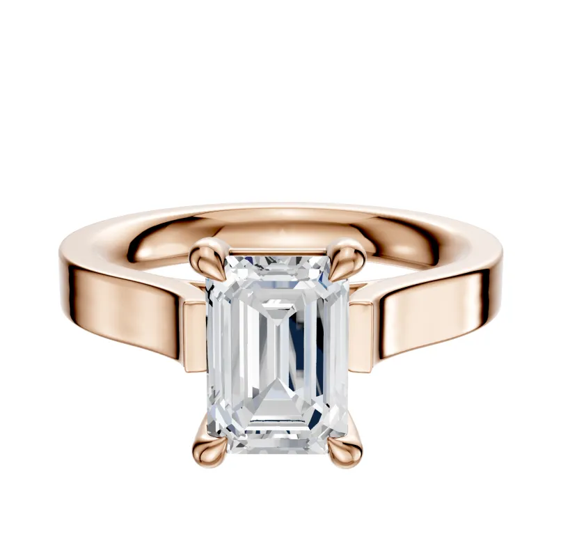 18K Rose Gold 4 Prong Basket Cathedral Flat 3.0mm Engagement Ring made by Effy