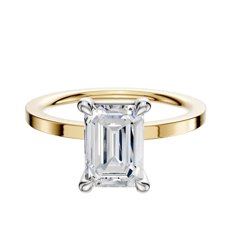14K Two Tone 4 Prong Basket Classic Flat 1.5mm Engagement Ring made by Effy