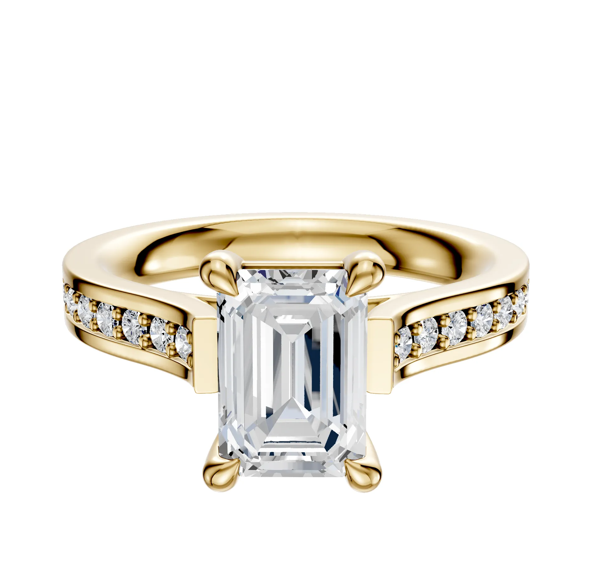 18K Yellow Gold 4 Prong Basket Cathedral Flat 1-Row-Pave 2.5mm Engagement Ring sold by Effy