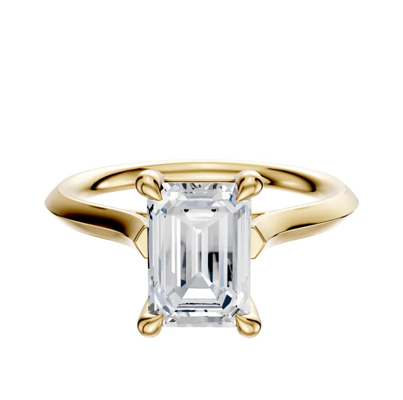 18K Yellow Gold 4 Prong Basket Cathedral Knife Edge 2.0mm Engagement Ring made by Effy