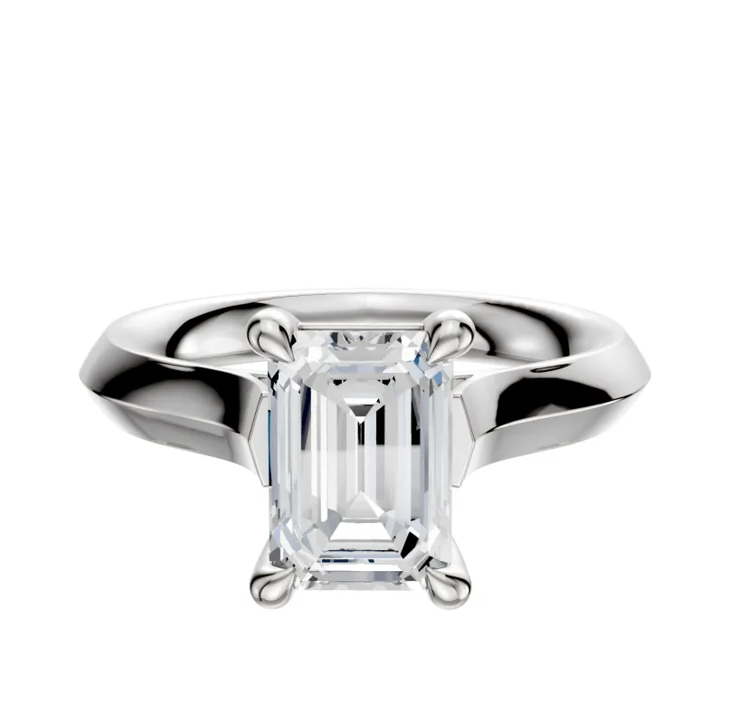 18K White Gold 4 Prong Basket Cathedral Knife Edge 3.0mm Engagement Ring made by Effy