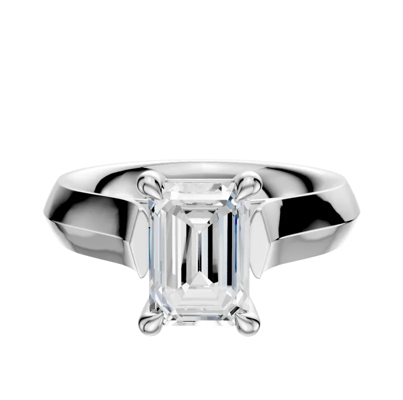 14K White Gold 4 Prong Basket Cathedral Knife Edge 4.0mm Engagement Ring made by Effy