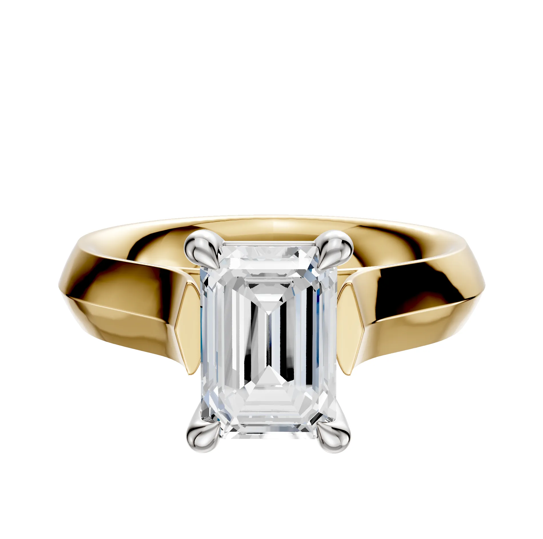 14K Two Tone 4 Prong Basket Cathedral Knife Edge 4.0mm Engagement Ring sold by Effy