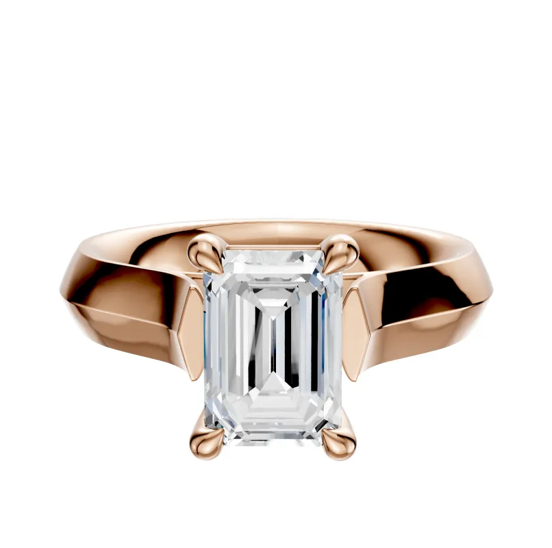 18K Rose Gold 4 Prong Basket Cathedral Knife Edge 4.0mm Engagement Ring sold by Effy