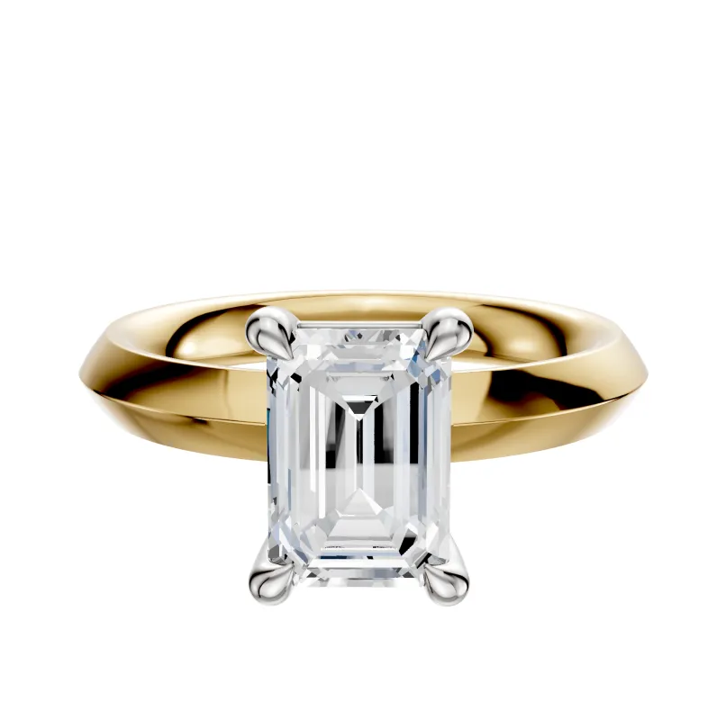 14K Two Tone 4 Prong Basket Classic Knife Edge 3.0mm Engagement Ring made by Effy