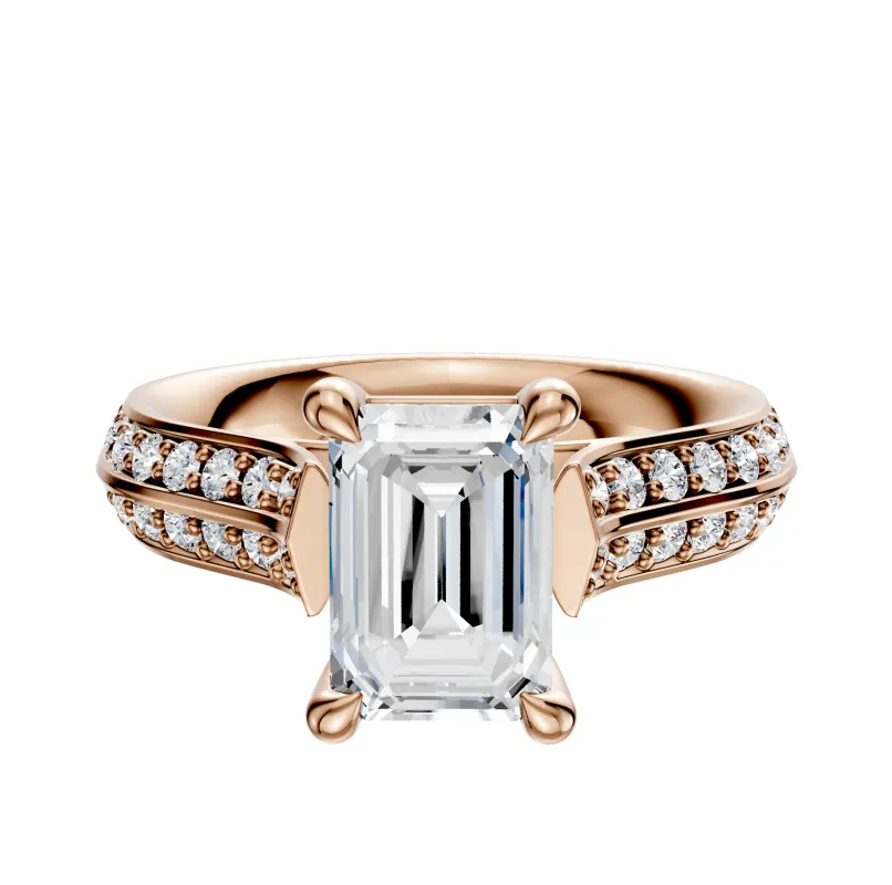 18K Rose Gold 4 Prong Basket Cathedral Knife Edge 1-Row-Pave 2.5mm Engagement Ring sold by Effy