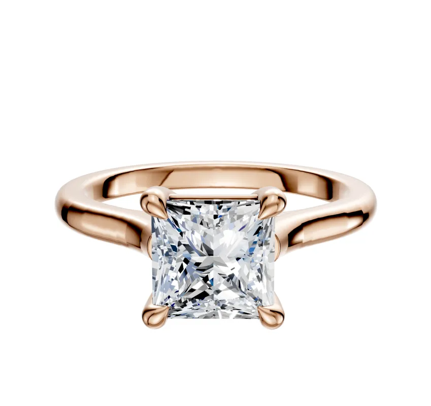 18K Rose Gold 4 Prong Basket Cathedral Dome 2.0mm Engagement Ring made by Effy