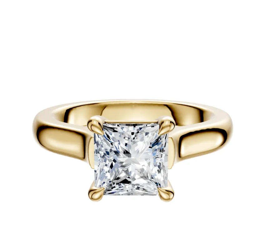 14K Yellow Gold 4 Prong Basket Cathedral Dome 3.0mm Engagement Ring made by Effy