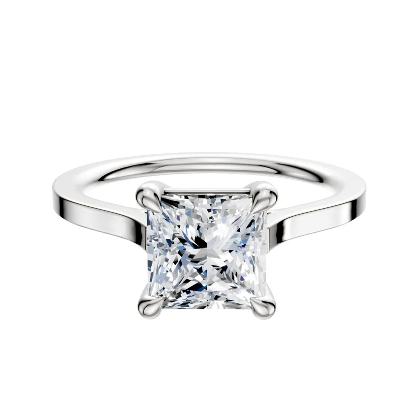 Platinum 4 Prong Basket Cathedral Flat 1.5mm Engagement Ring sold by Effy