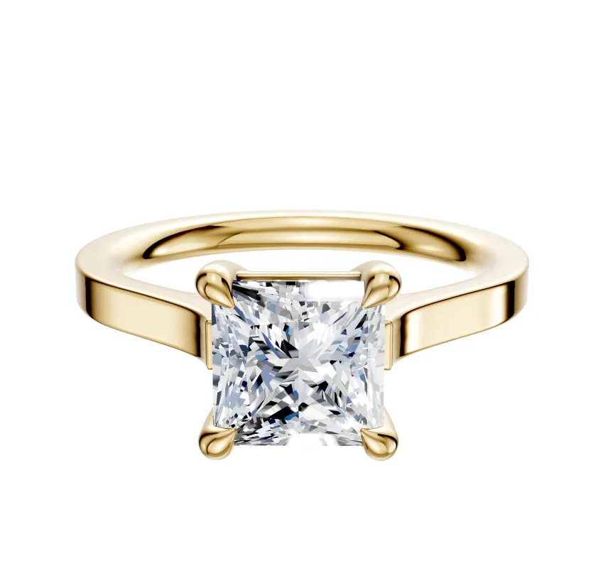 14K Yellow Gold 4 Prong Basket Cathedral Flat 2.0mm Engagement Ring sold by Effy