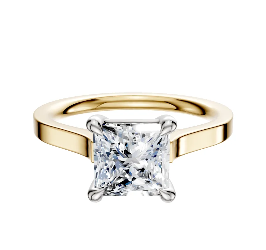 18K Two Tone 4 Prong Basket Cathedral Flat 2.0mm Engagement Ring sold by Effy