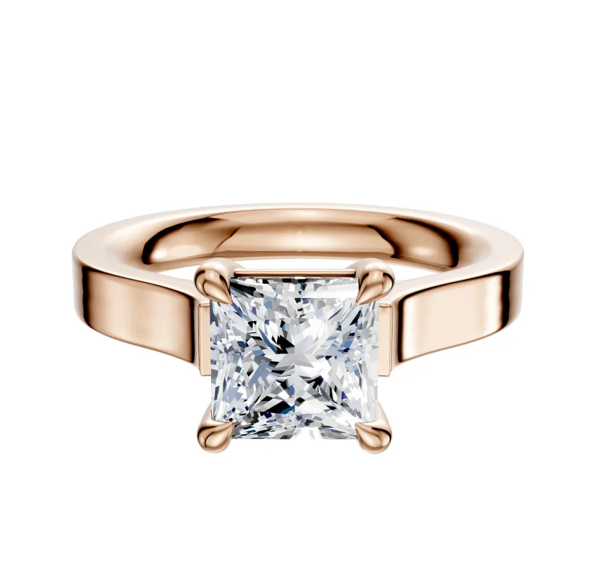 14K Rose Gold 4 Prong Basket Cathedral Flat 3.0mm Engagement Ring sold by Effy