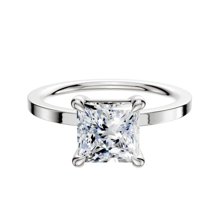 Platinum 4 Prong Basket Classic Flat 1.5mm Engagement Ring made by Effy