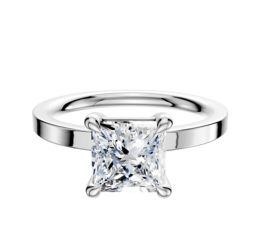 Platinum 4 Prong Basket Classic Flat 2.0mm Engagement Ring made by Effy