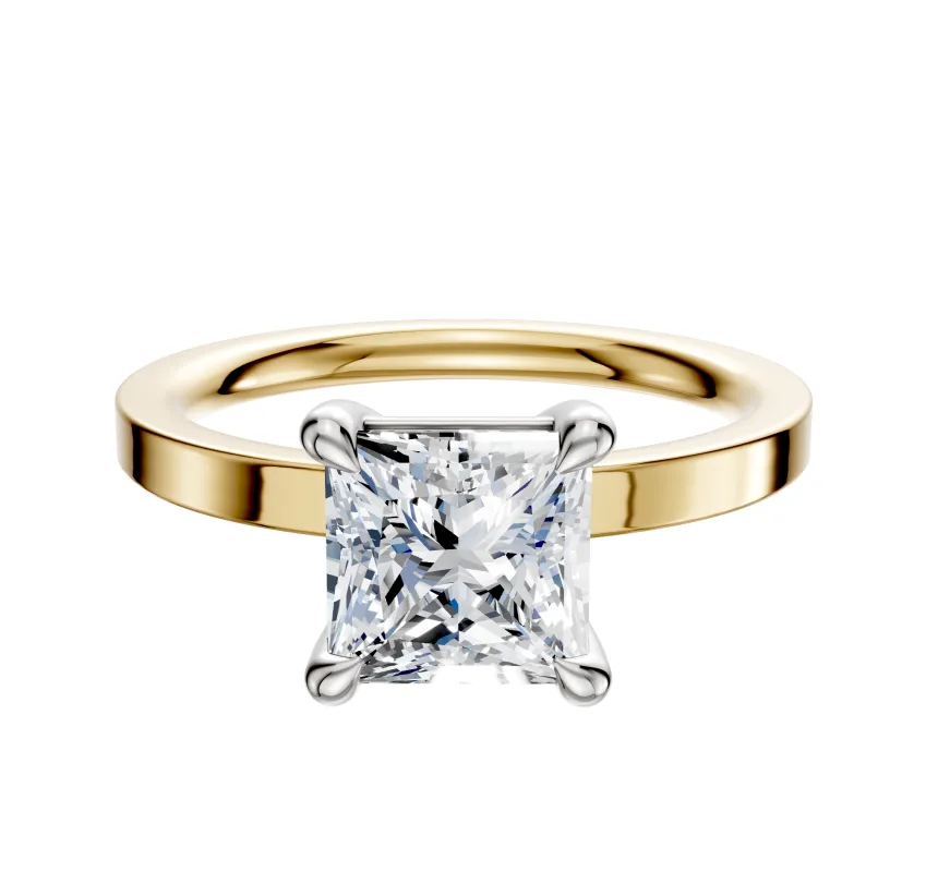 18K Two Tone 4 Prong Basket Classic Flat 2.0mm Engagement Ring sold by Effy