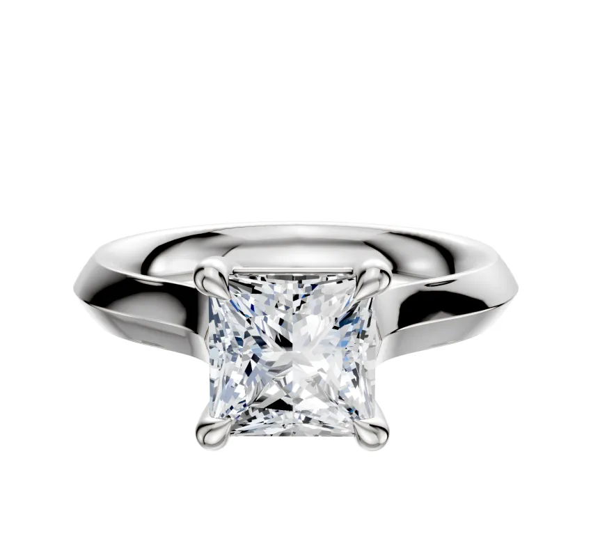 18K White Gold 4 Prong Basket Cathedral Knife Edge 3.0mm Engagement Ring made by Effy