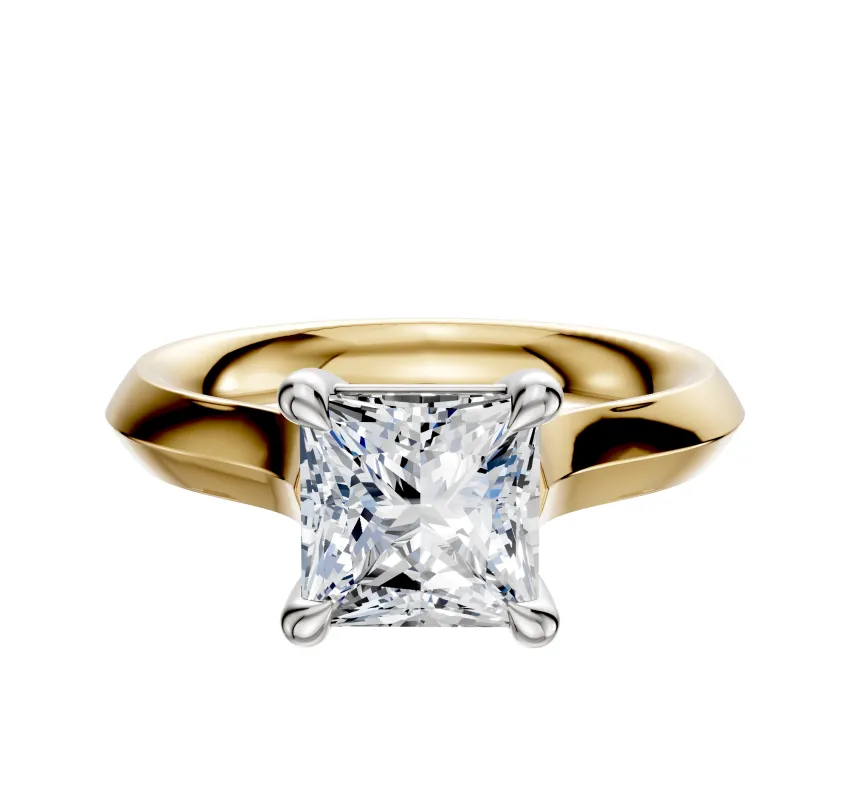 14K Two Tone 4 Prong Basket Cathedral Knife Edge 3.0mm Engagement Ring sold by Effy