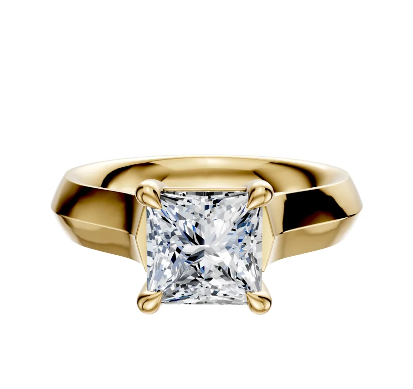 18K Yellow Gold 4 Prong Basket Cathedral Knife Edge 4.0mm Engagement Ring sold by Effy