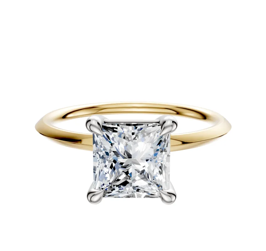 18K Two Tone 4 Prong Basket Classic Knife Edge 1.5mm Engagement Ring sold by Effy