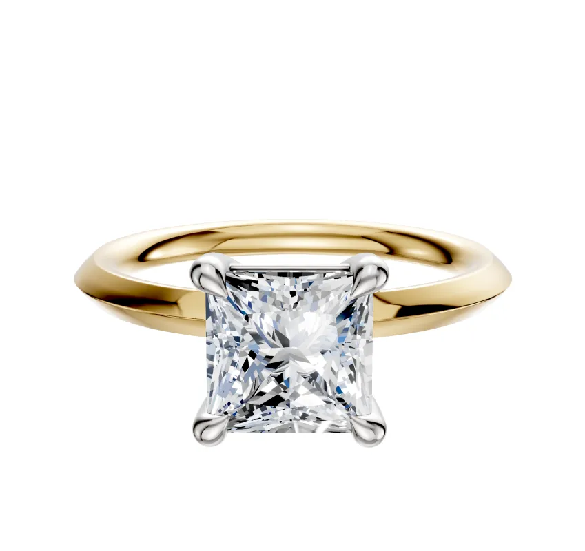 14K Two Tone 4 Prong Basket Classic Knife Edge 2.0mm Engagement Ring sold by Effy