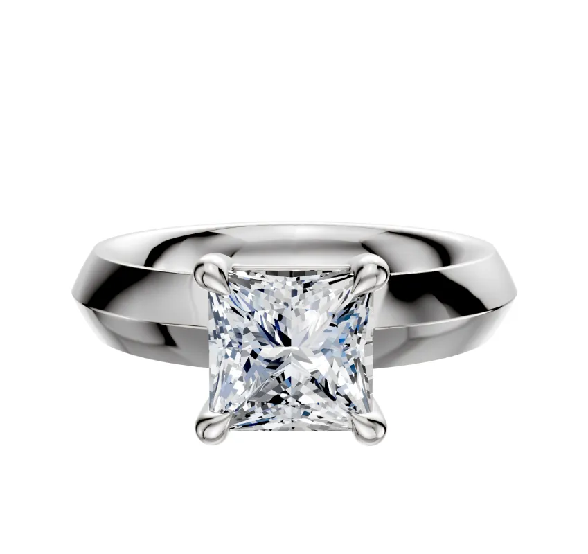 18K White Gold 4 Prong Basket Classic Knife Edge 4.0mm Engagement Ring sold by Effy