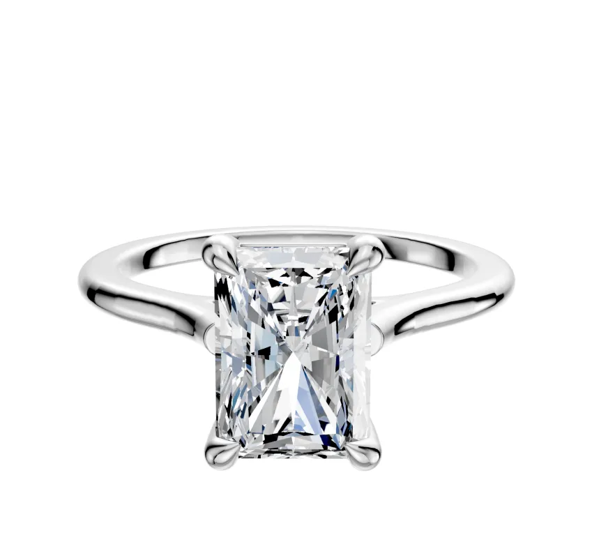 14K White Gold 4 Prong Basket Cathedral Dome 1.5mm Engagement Ring made by Effy