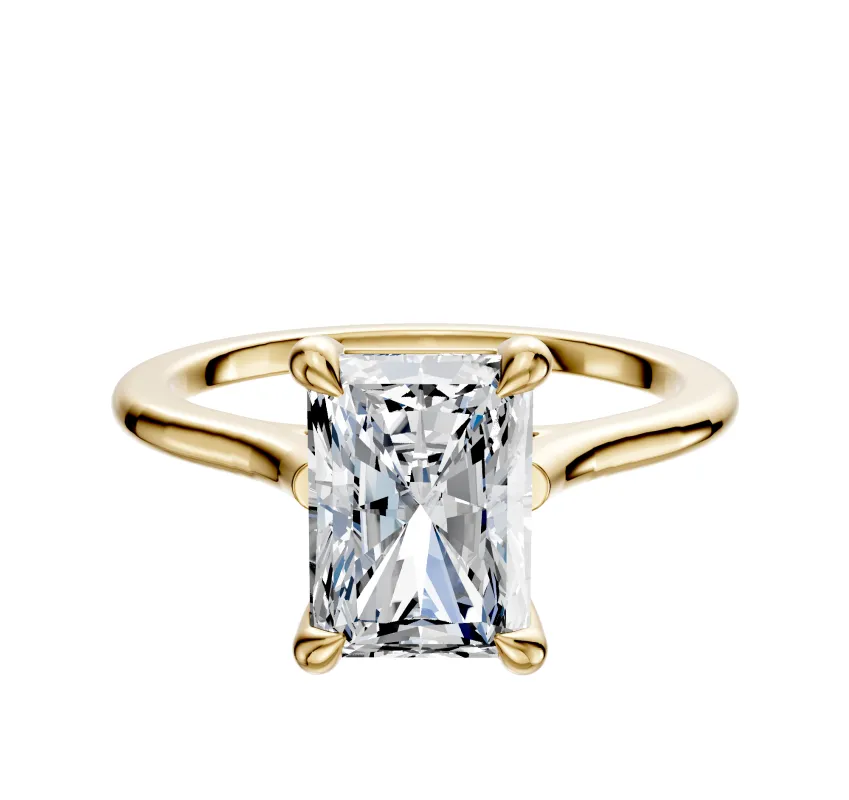 14K Yellow Gold 4 Prong Basket Cathedral Dome 1.5mm Engagement Ring made by Effy